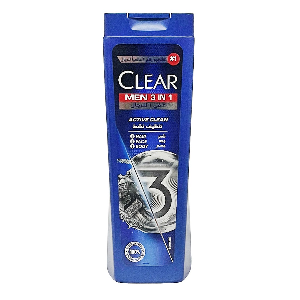 كلير شامبو تنظيف نشط - Clear Shampoo Active Clean 3X1 (180ml)