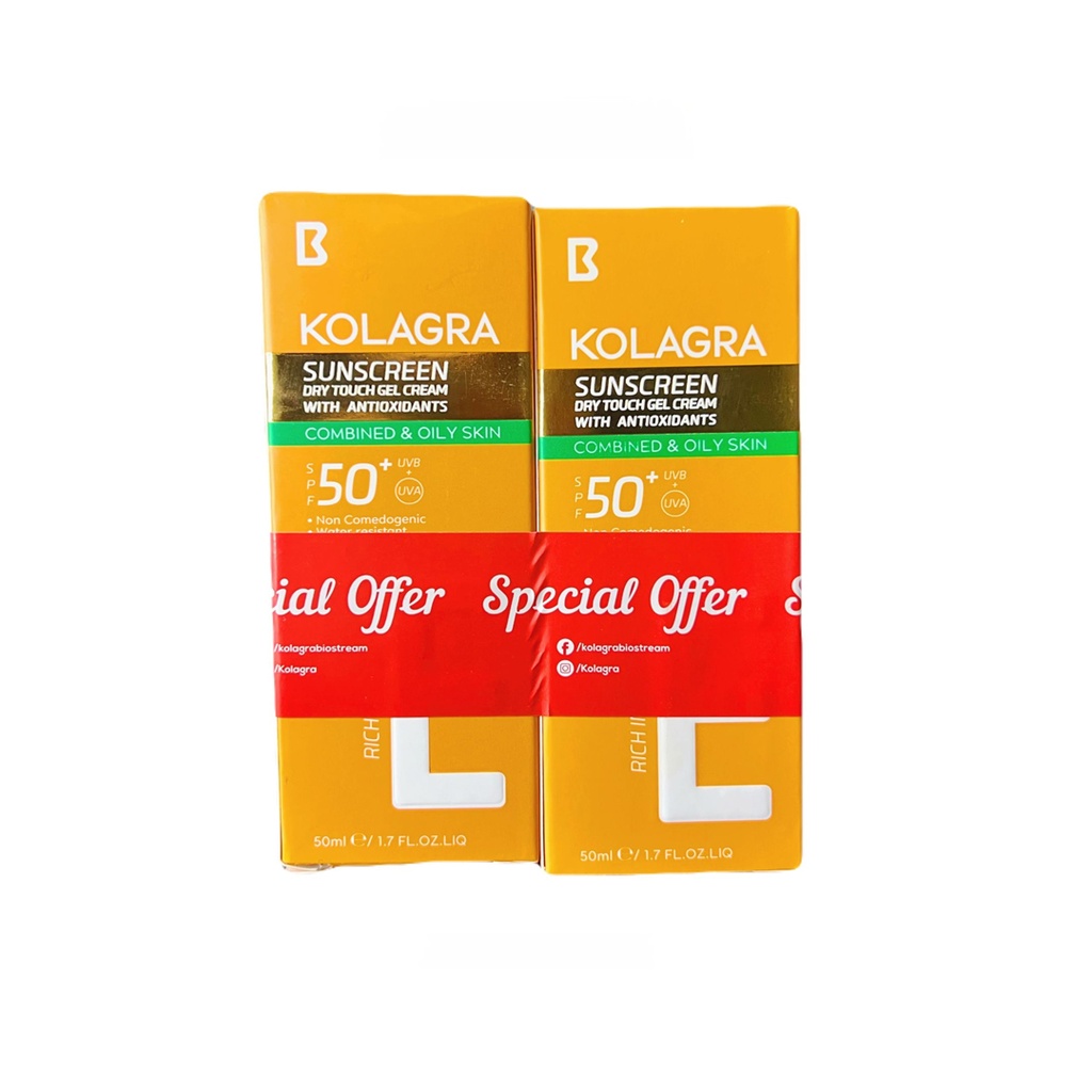 كولاجرا صن سكرين جل كريم عرض 1+1 - Kolagra Sunscreen Gel Cream Offer 1+1 (50ml+50ml, 50)