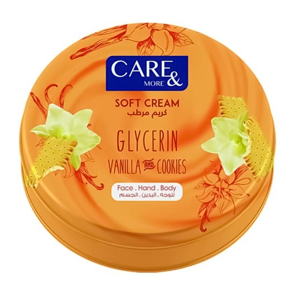 كير اند مور كريم جليسرين - Care&More Glycerin Cream (75ml, Vanilla&Cookies)
