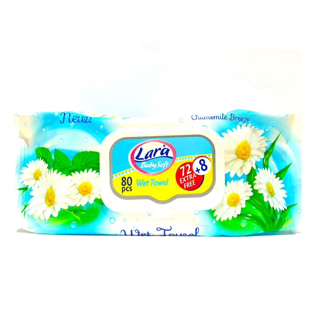 لارا بيبى مناديل - Lara Baby Wipes (72+8Free, 80PC, ابيض)