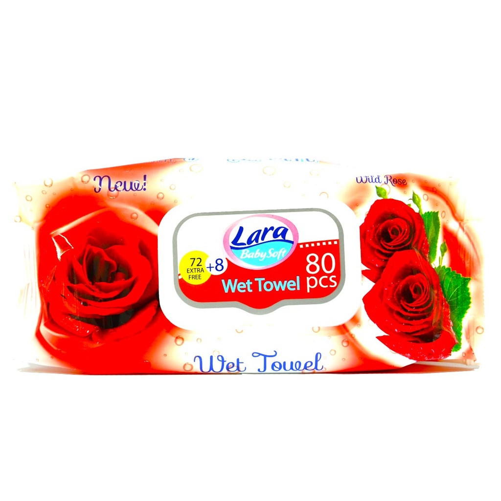 لارا بيبى مناديل - Lara Baby Wipes (72+8Free, 80PC, Red)
