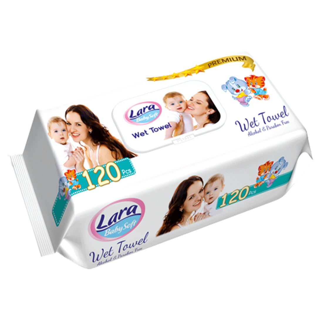 لارا بيبى مناديل - Lara Baby Wipes (بريميم, بدون, 120PC)