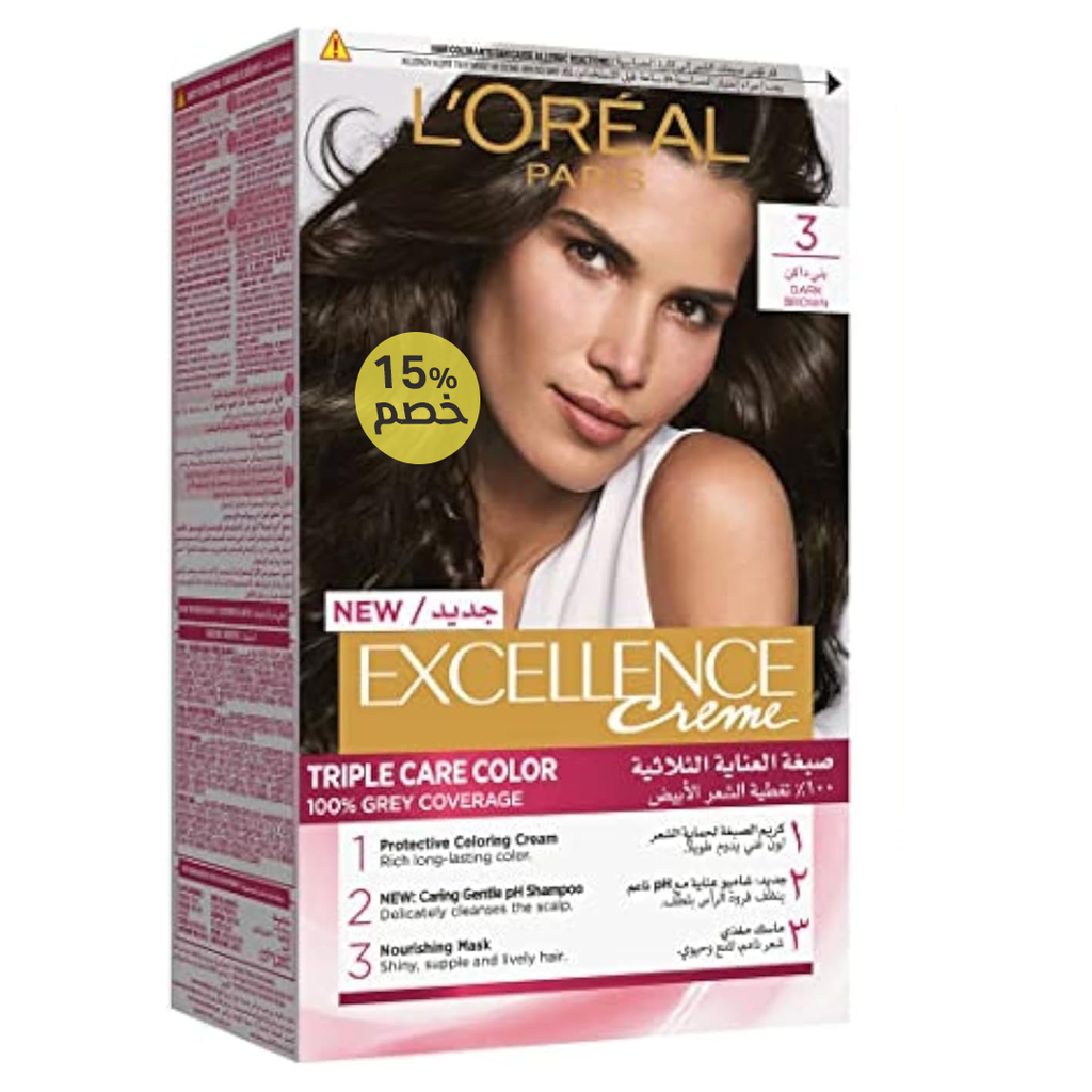 لوريال اكسيلنس صبغة - Loreal Excellence Color (48ml, dark brown 3)