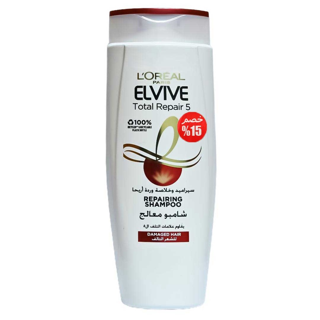 لوريال الفيف شامبو معالج - Loreal Elvive Shampoo Repairing (600ml, خصم 15%)