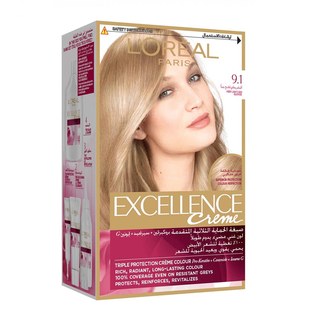 لوريال صبغة - Loreal Color (اكسيلنس, 48ml, بدون, اشقر رمادى فاتح جدا 1-9)