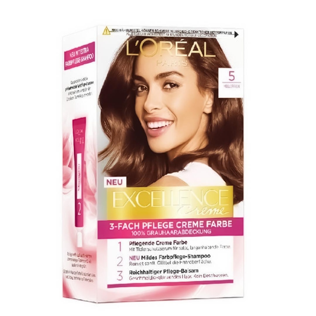 لوريال صبغة - Loreal Color (Excellence, 48ml, without, light brown 5)