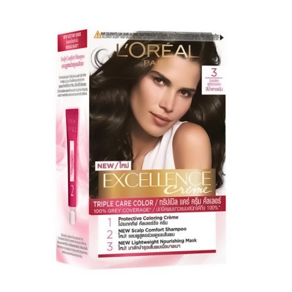 لوريال صبغة - Loreal Color (اكسيلنس, 48ml, بدون, بنى داكن 3)