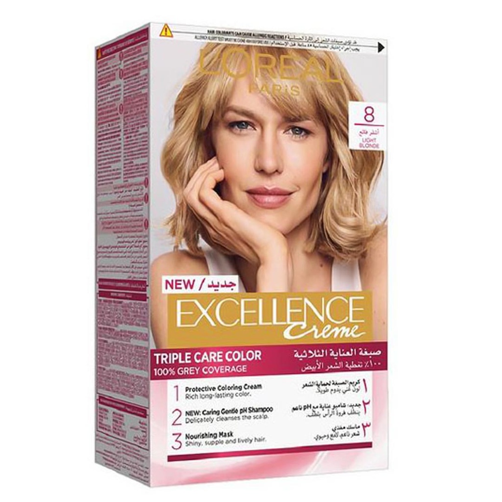 لوريال صبغة - Loreal Color (اكسيلنس, 48ml, بدون, اشقر فاتح 8)