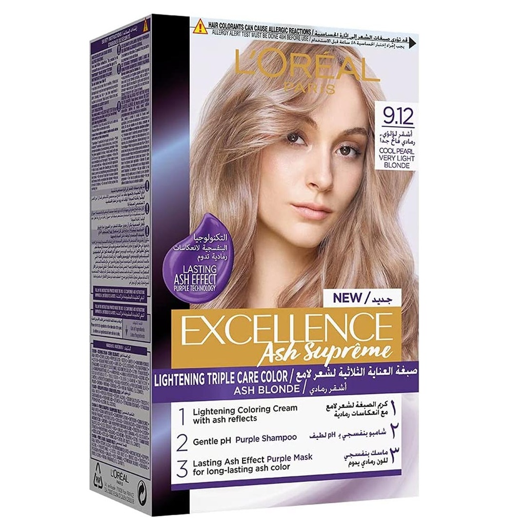 لوريال صبغة - Loreal Color (اكسيلنس اش سوبريم, 48ml, بدون, اشقر لؤلؤى رمادى فاتح جدا 12-9)