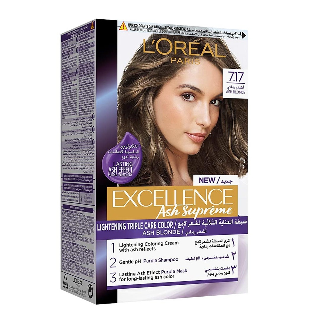 لوريال صبغة - Loreal Color (اكسيلنس اش سوبريم, 48ml, بدون, اشقر رمادى 17-7)