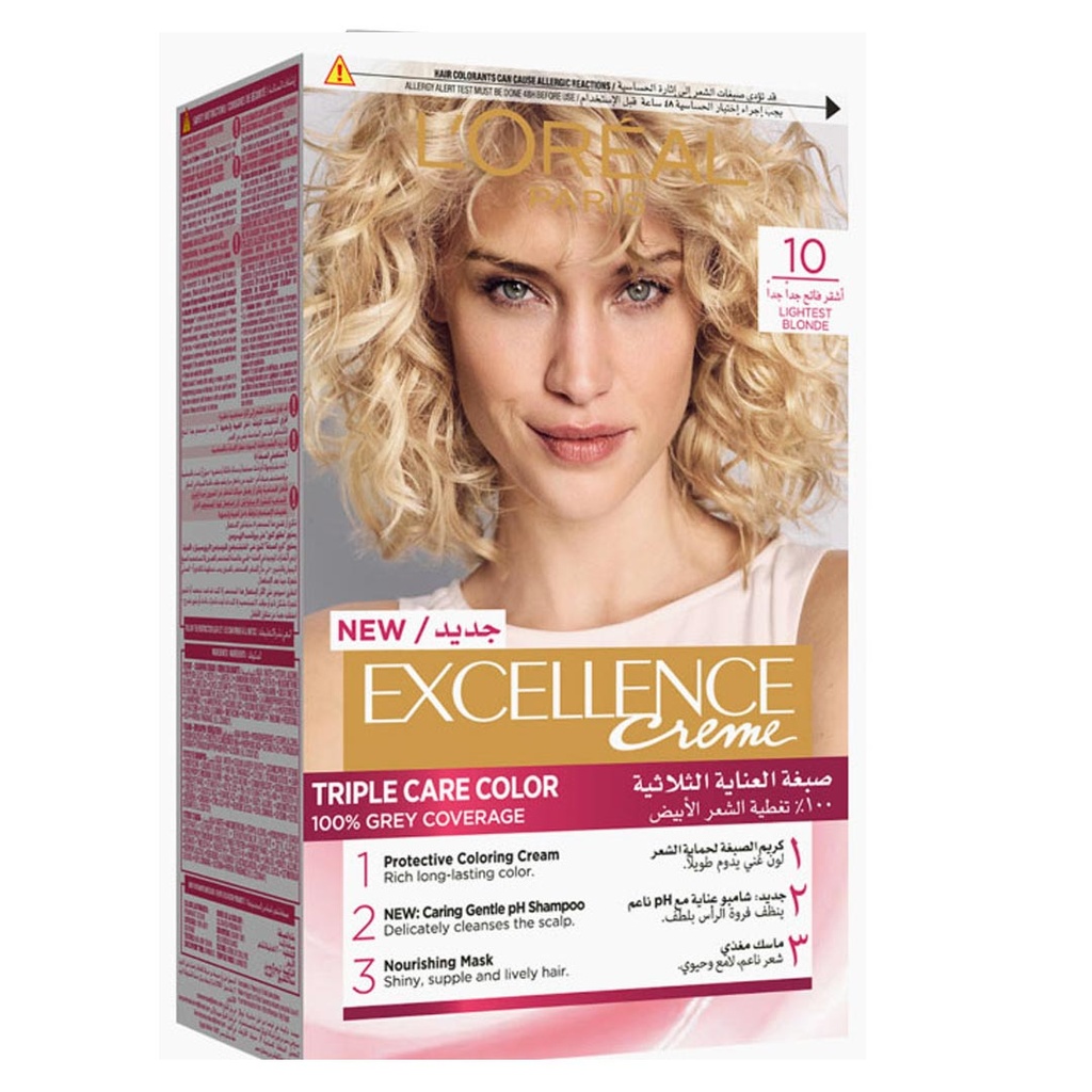 لوريال صبغة - Loreal Color (Excellence, 48ml, without, blond Tres Tres Clair 10)