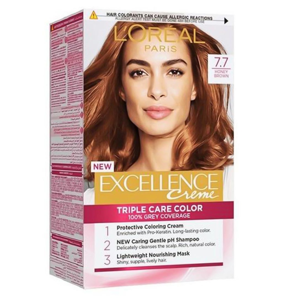 لوريال صبغة - Loreal Color (اكسيلنس, 48ml, بدون, بنى عسلى 7-7)