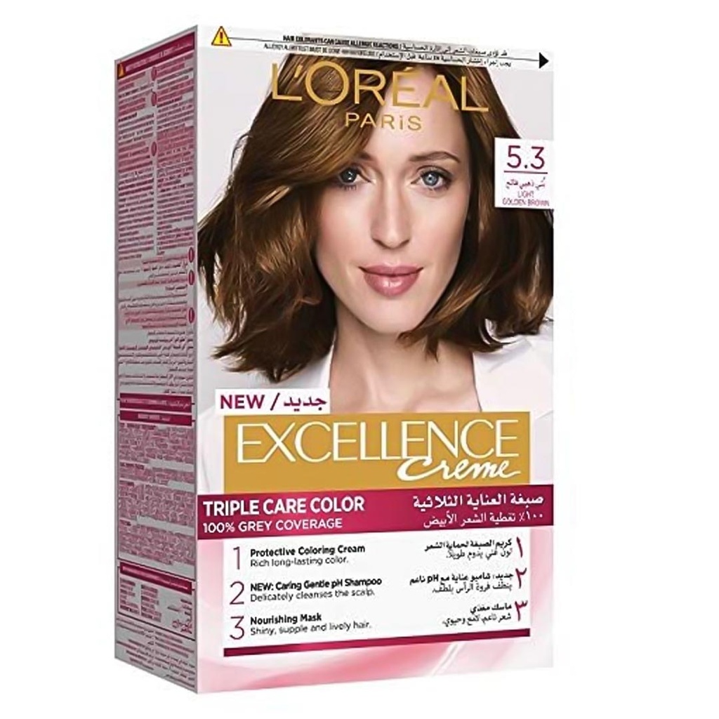 لوريال صبغة - Loreal Color (اكسيلنس, 48ml, بدون, بنى ذهبى فاتح 3-5)