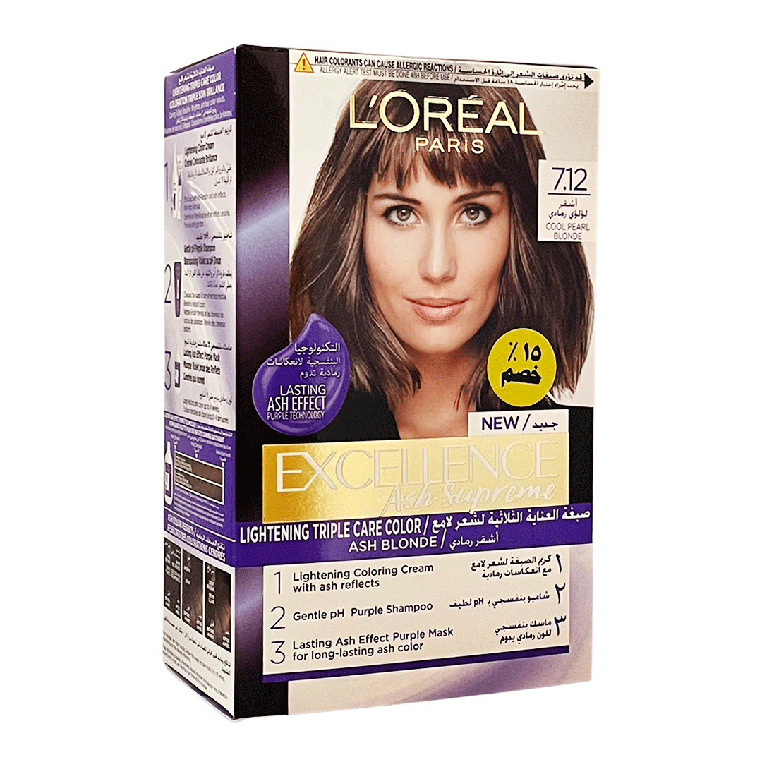 لوريال صبغة اكسيلنس 12-7 اشقر لؤلؤى رمادى - Loreal Color Excellence 7-12 Cool Pearl Blonde Offer 15% (اشقر لؤلؤى رمادى 12-7)