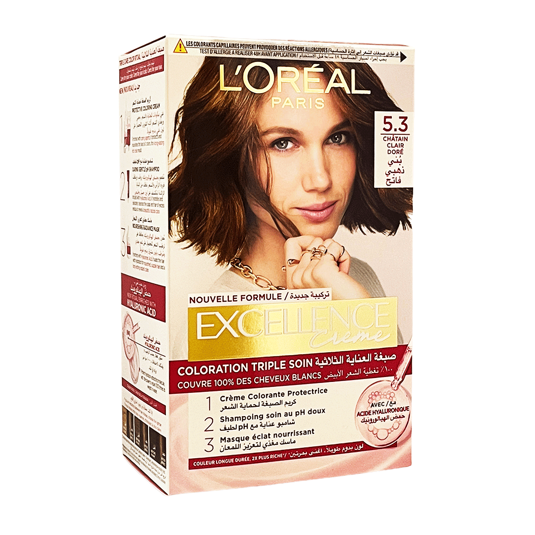 لوريال صبغة اكسيلنس 3-5 بنى ذهبى فاتح - Loreal Color Excellence 5-3 Chatain Clair Dore Offer 15% (بنى ذهبى فاتح 3-5)