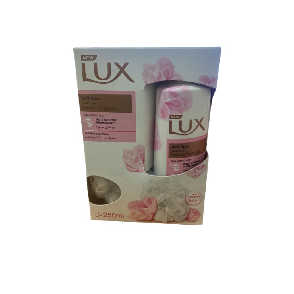 لوكس شاور - Lux Shower (250ml, Soft Rose, +Loofah)