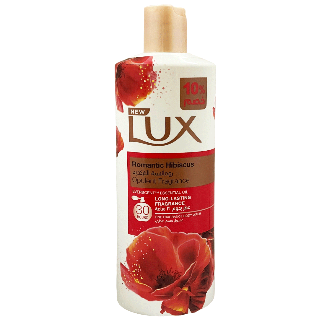 لوكس شاور رومانسية الكركدية خصم 10% - Lux Shower Romantic Hibiscus Offer 10% (500ml)