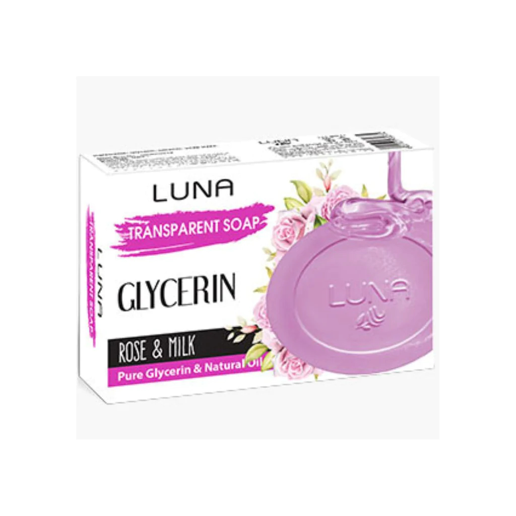 لونا صابون شفاف جلسرين - Luna Tranparent Soap Glycerin (100 g, Rosa & Milk)