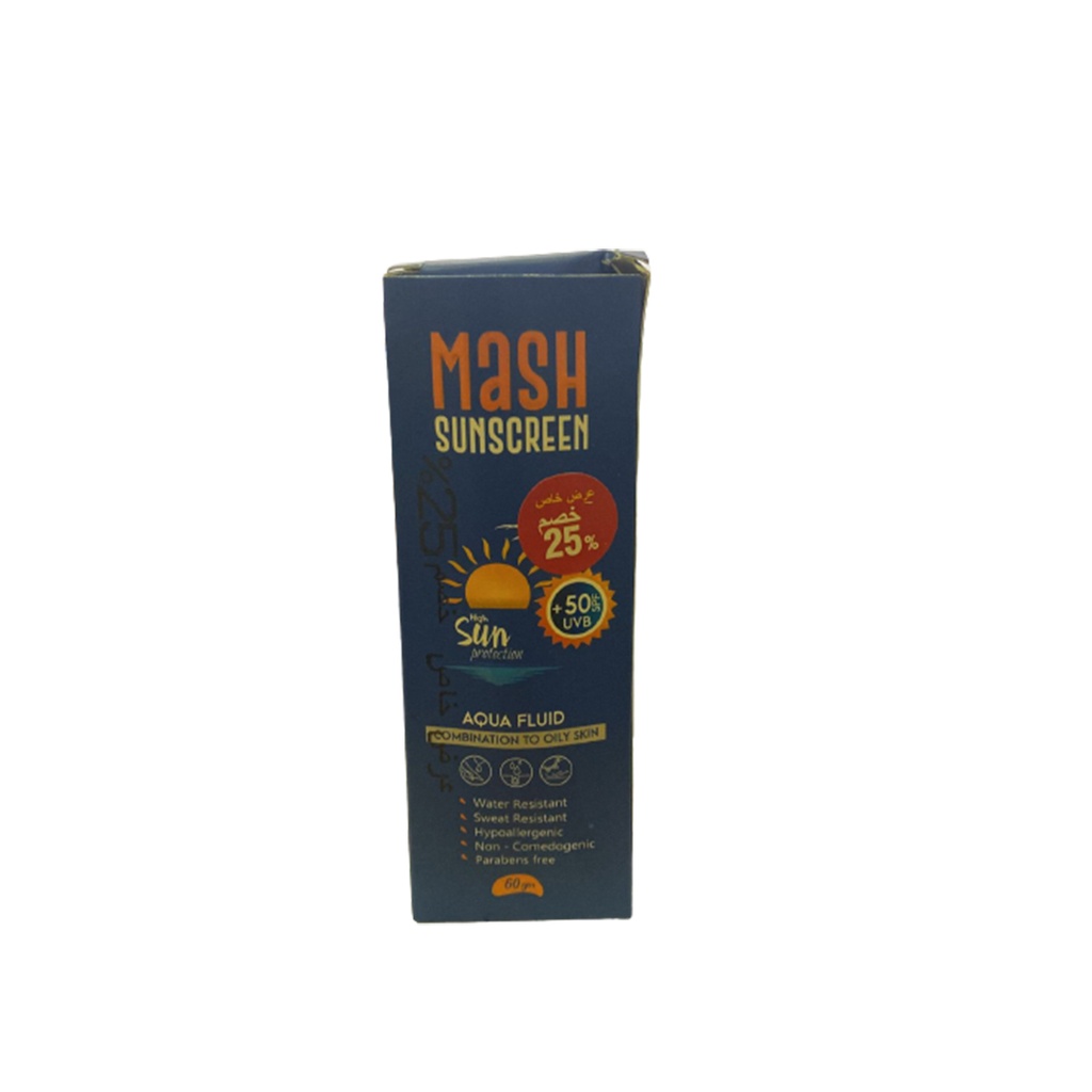 ماش صن سكرين اكوا فلويد - Mash Sun Screen Aqua Fluid (60g, خصم 25%, 50)
