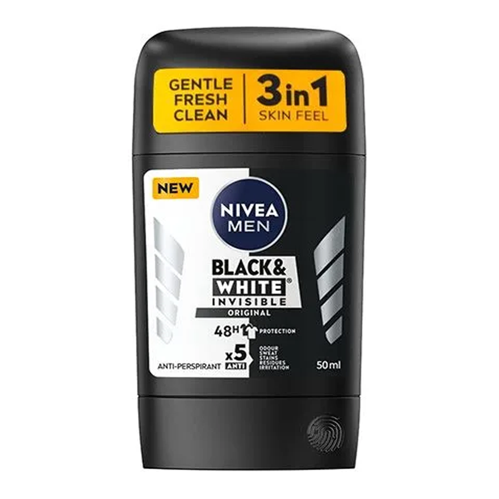 نيفيا ستيك - Nivea Stick Men (رجالى, 50ml, بلاك&وايت انفيزبل اوريجنال, بدون)
