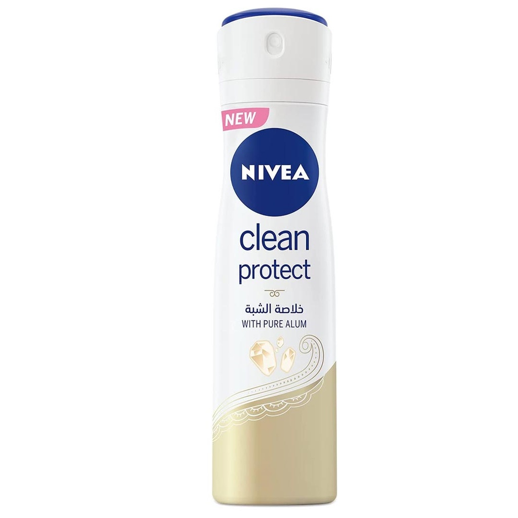 نيفيا مزيل - Nivea Deodorant (سبراى, نسائى, 150ml, كلين بروتكت, بدون)