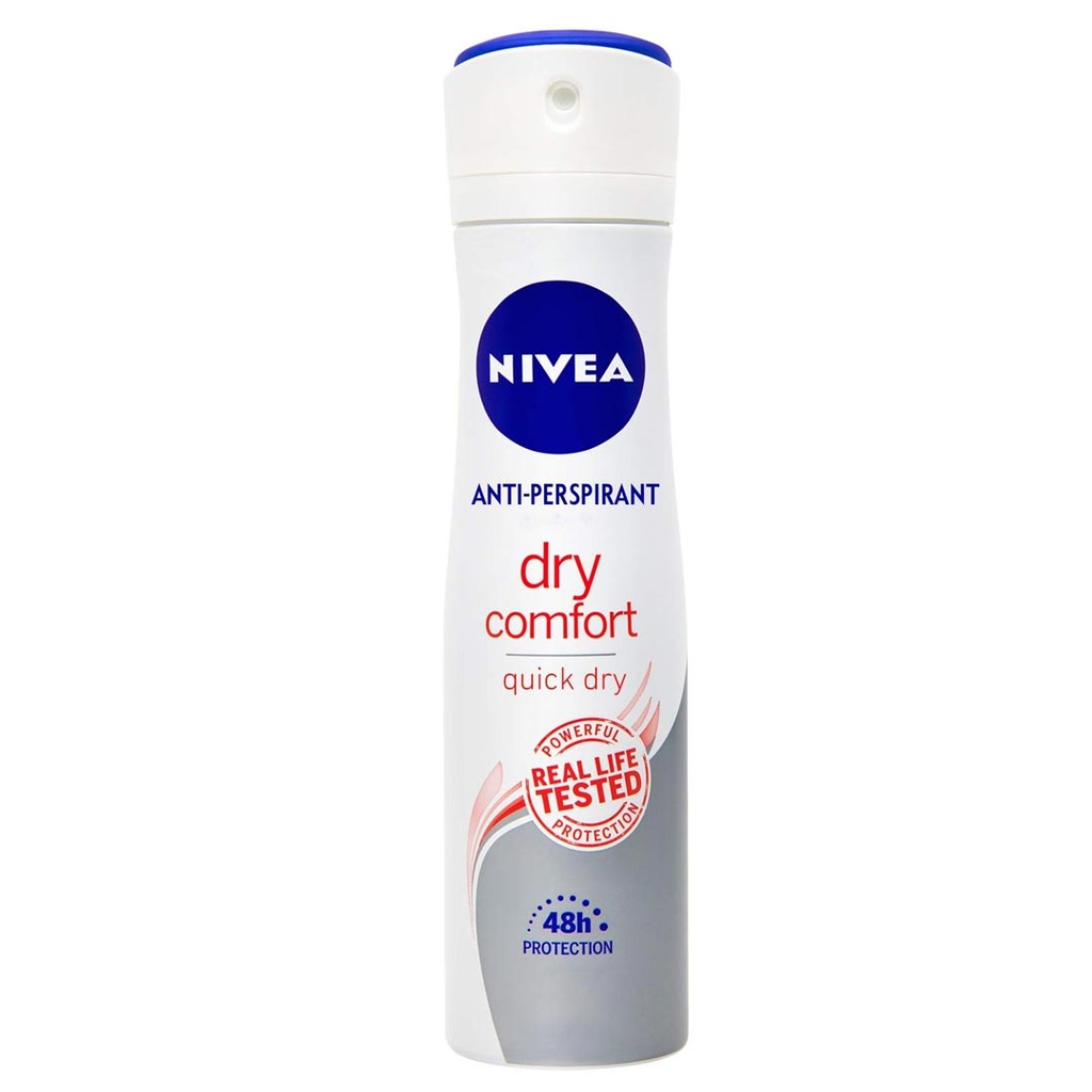 نيفيا مزيل - Nivea Deodorant (سبراى, نسائى, 150ml, دراى كومفورت, بدون)
