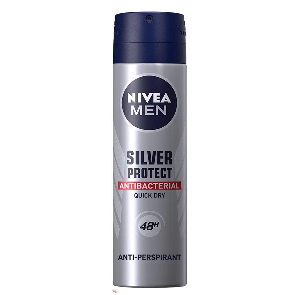 نيفيا مزيل - Nivea Deodorant (سبراى, رجالى, 150ml, سيلفر بروتكت, بدون)