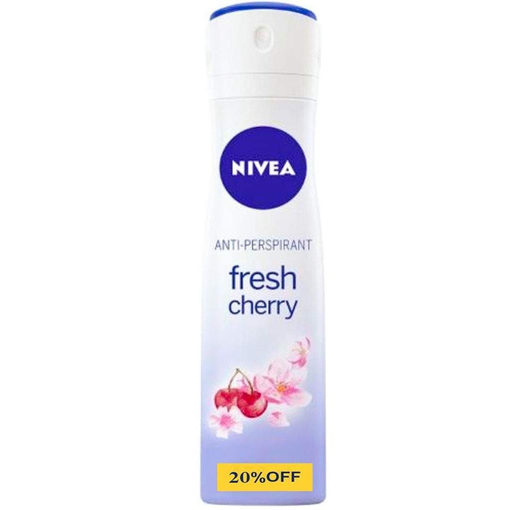 نيفيا مزيل - Nivea Deodorant (سبراى, نسائى, 150ml, فريش شيرى, خصم 20%)