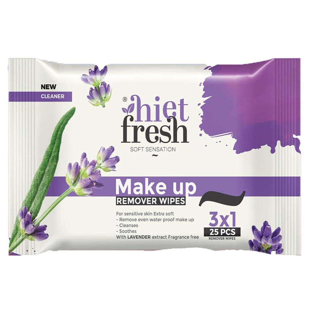 هايت فريش مناديل ازالة مكياج - Hiet fresh Wipes Removal Make up (لافندر, 25PC)