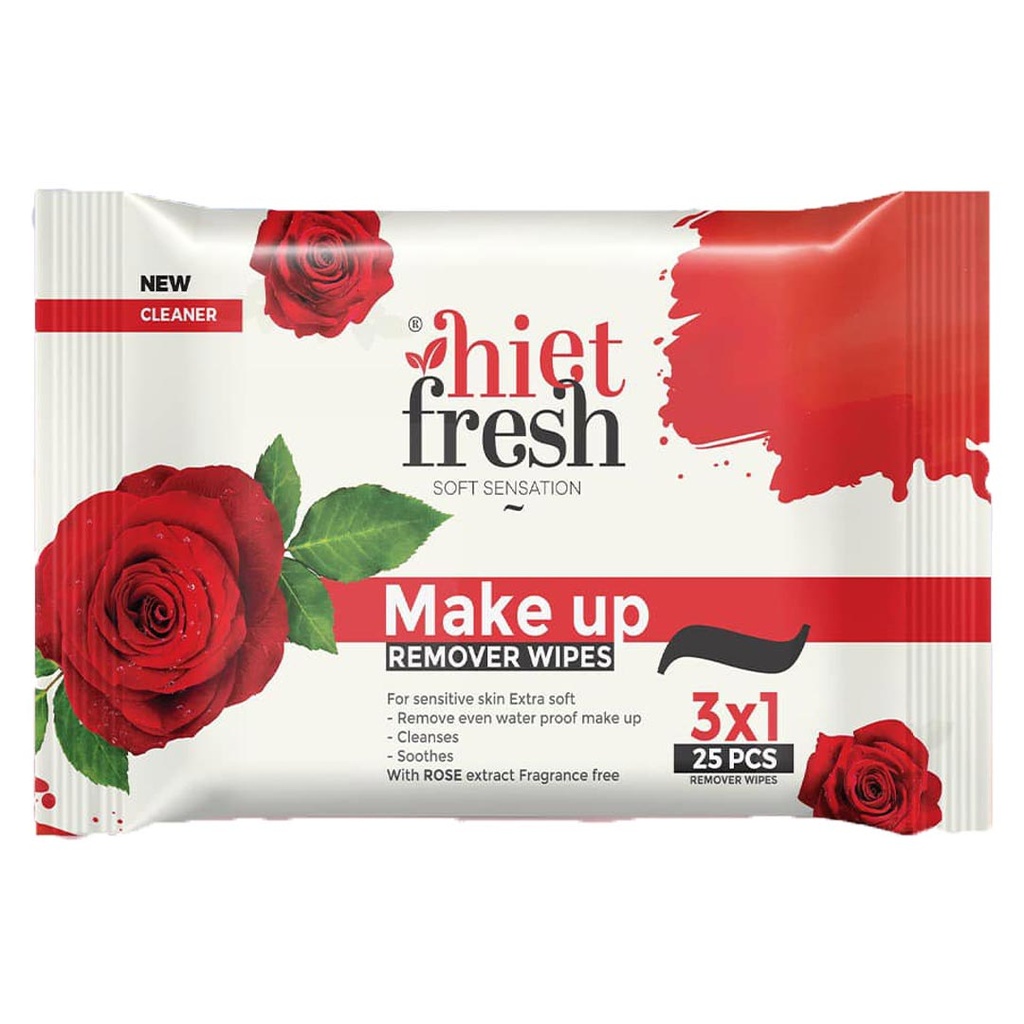 هايت فريش مناديل ازالة مكياج - Hiet fresh Wipes Removal Make up (ورد, 25PC)