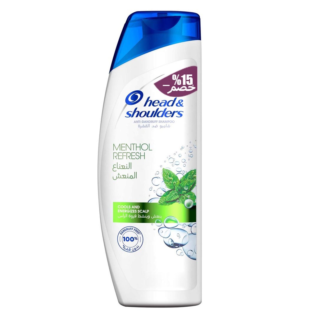 هيد&شولدرز شامبو - Head&Shoulders Shampoo (600ml, نعناع منعش, خصم 15%)