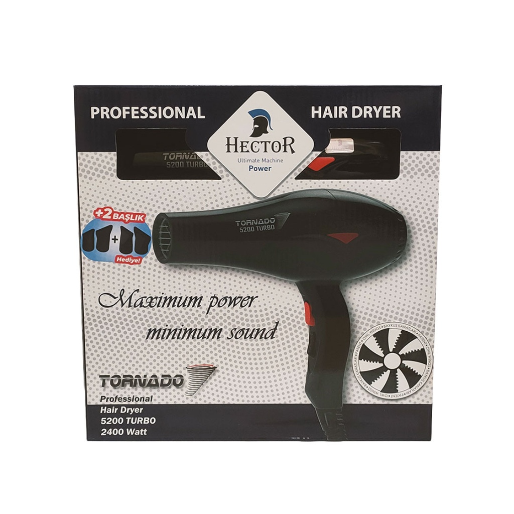 هيكتور تورنيدو 5200 تربو سشوار - Hector Tornado 5200 Turbo Hair Dryer (اسود)