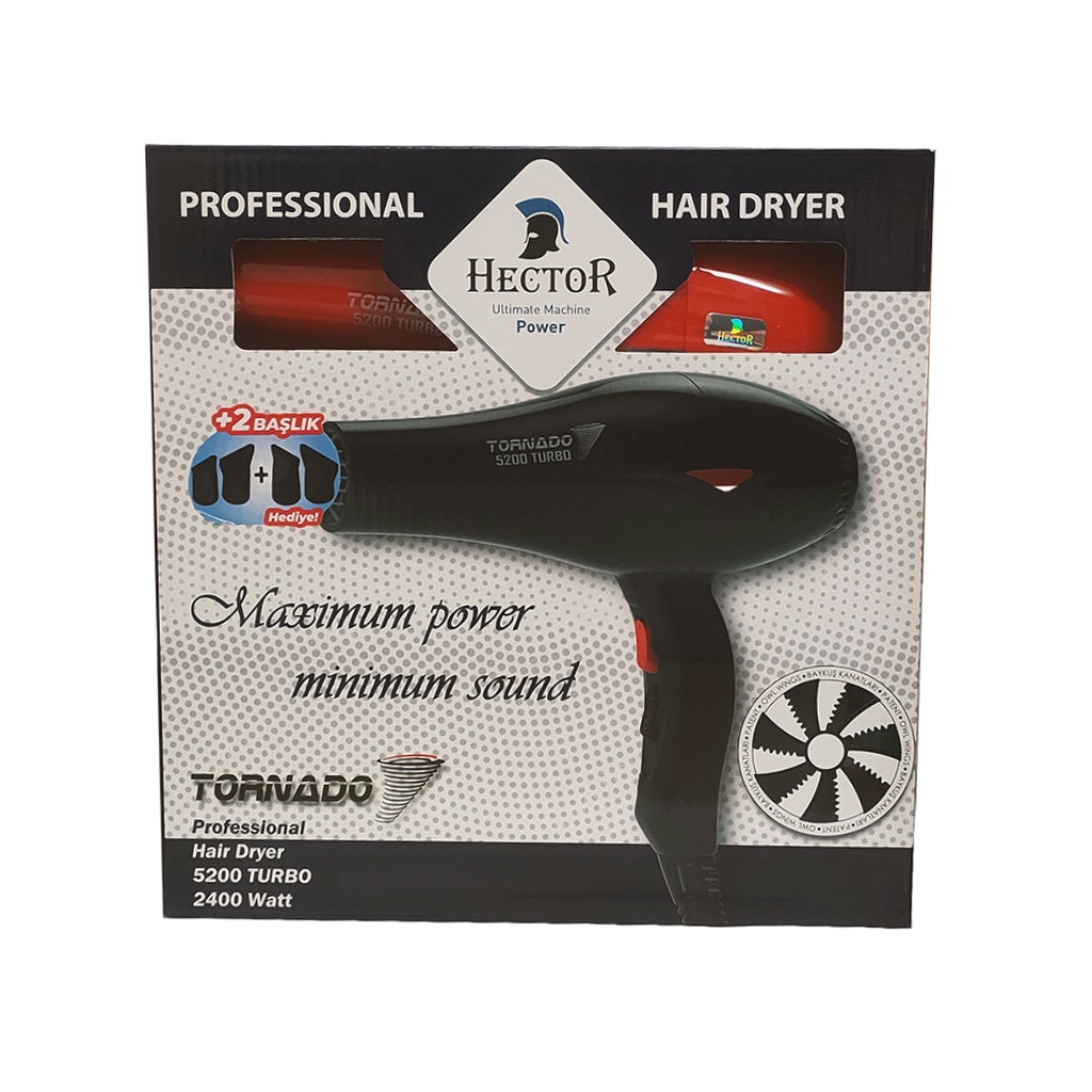 هيكتور تورنيدو 5200 تربو سشوار - Hector Tornado 5200 Turbo Hair Dryer (احمر)