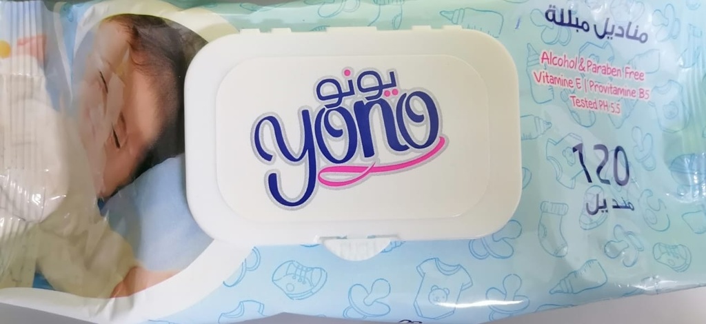 يونو مناديل - Yono Wipes (120PC, لبنى)