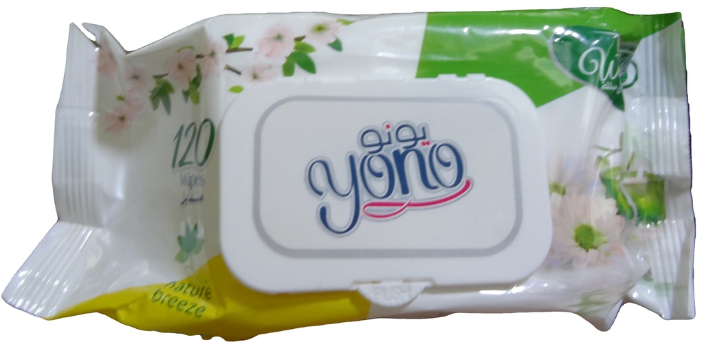 يونو مناديل - Yono Wipes (120PC, اخضر&اصفر)