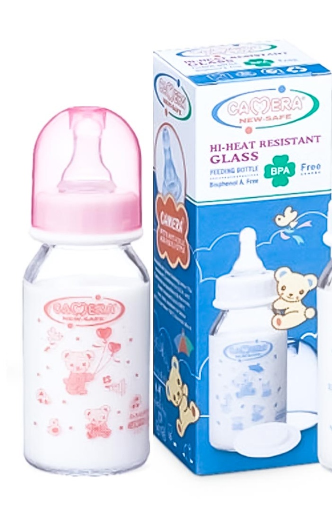 Camera Feeder Bottle Pyrex Glass No:20064 Color: Pink Size: 120ml 