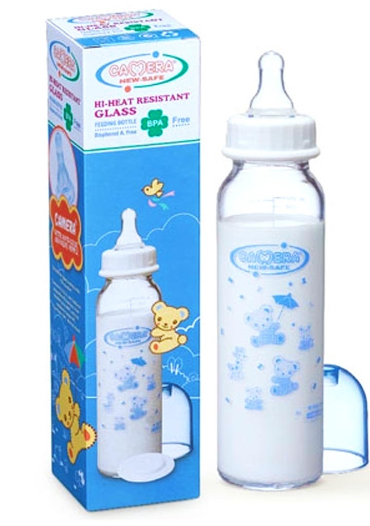 كاميرا ببرونة زجاج بيركس موديل:20068 لون: لبنى مقاس: 240مل (240ml, ازرق)