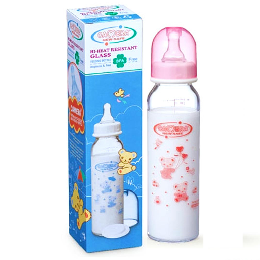 Camera Feeder Bottle Pyrex Glass No:20068 Color: Pink Size: 240ml (240ml, Pink)