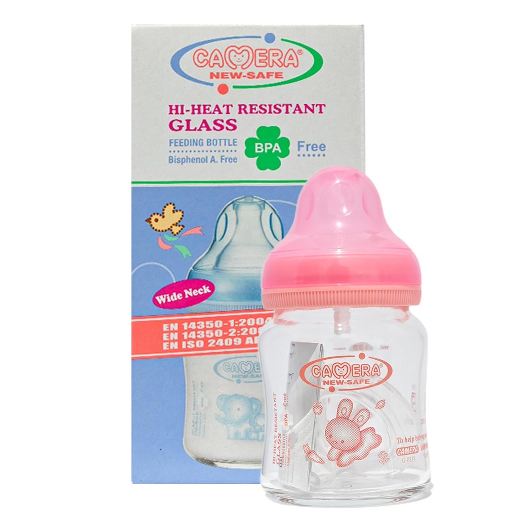 كاميرا ببرونة زجاج بيركس برقبة واسعة موديل:22014 لون: بينك مقاس: 120مل (120ml, بينك)