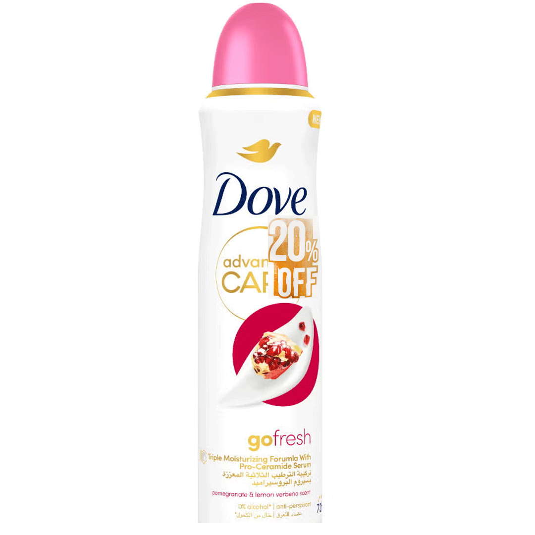 دوف سبراى جو فريش رمان خصم 20% - Dove Care Go Fresh Pomegranate Offer 20%