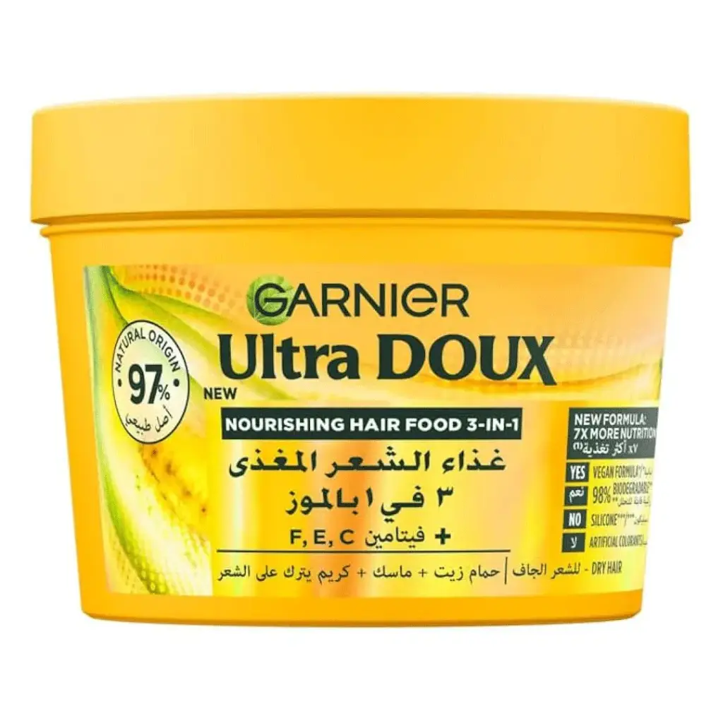 غارنية الترا دوكس حمام كريم 1X3 بالموز - Garnier Ultra Doux Hair Mask 3X1 banana