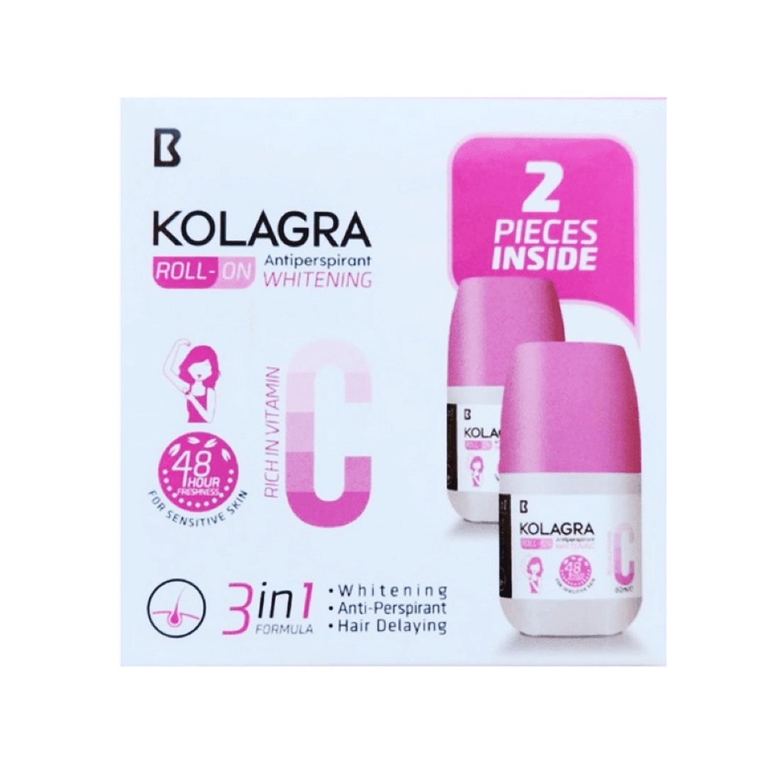 كولاجرا رول اون تفتيح 2قطعة - Kolagra Roll On Whitening 2PCS (60ml+60ml)